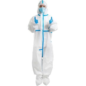 EZGOODZ Disposable Coveralls 5 Pack, White Polypropylene 50 gsm Overall with Waterproof Microporous Film. Laminated X-Small Full Body Protective Suit. in Kuwait