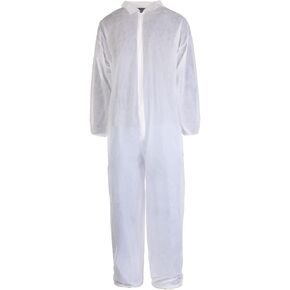 TRONEX Multilayer Nonwoven Disposable Coveralls with Open Ankles & Elastic Cuffs, White Disposable Jumpsuits in Kuwait
