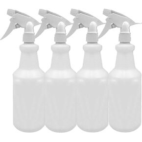 زجاجة رذاذ بلاستيكية سعة 24 أونصة، زجاجات رش شديدة التحمل، مقاومة للتسرب، زجاجة مياه فارغة، محلول تنظيف، قياسات فوهة قابلة للتعديل للحيوانات الأليفة، 360 درجة رأسًا على عقب، بيضاء، 4 عبوات in Kuwait