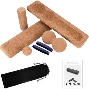 لوح توازن الفلين الفاخر - لوح توازن الكاحل الكبير مقاس 15.7 بوصة مع كرة تدليك الفول السوداني، مدرب التوازن، مقوي القدم لتدليك الجسم بالكامل | ثبات التوازن | تحسين القدرة على الحركة | منع السقوط in Kuwait