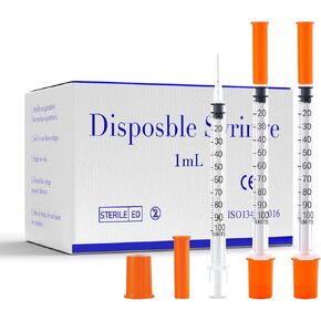 محاقن U-100 27G 1cc مع قياس دقيق 5/16 بوصة - 8 مم للتغليف السائل المختوم بشكل فردي (100 عبوة) in Kuwait