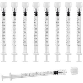 1mL Syringes without Needle, Luer Lock Syringe with Cap, Sterile Individually Wrapped, Accurate Liquid Measurement - 10 Pack for Lab Use and Home Care in Kuwait