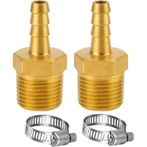 GODESON 1/4 بوصة NPT ذكر إلى 1/4 بوصة تركيبات خرطوم هواء نحاسية بارب، محول خرطوم نحاسي 1/4 بوصة للضاغط والنفخ وإصلاح خط الهواء (عبوة من قطعتين) in Kuwait
