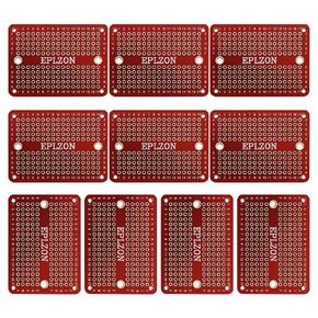 لوح تجارب صغير قابل للحام ثنائي الفينيل متعدد الكلور، لوح لحام مطلي بالذهب لمشاريع الإلكترونيات التي تصنعها بنفسك، ينطبق على مشاريع اللحام، مقاس 2.0 بوصة × 1.5 بوصة، لون مختلط (عبوة من 10 قطع، أحمر) in Kuwait