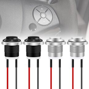4PCS 12mm Momentary Push Button Switch IP65 Waterproof Push Button Switch with Pre-Wiring 1/2" Mounting Hole Button Without LED (2 Black+2 Silver) YY015-FW in Kuwait