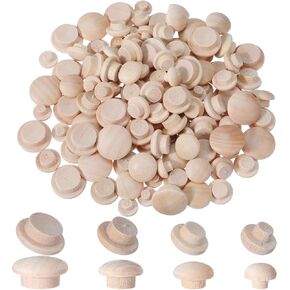 120 Pcs 4 Sizes Wood Plugs for Screw Holes, Wooden Hole Plugs Mushroom Head Shape 3/16, 5/16, 3/8, 1/2 Inch Button Hardwood Hole Stoppers Screw Covers Wood Caps for Gap in Locking Tube Furniture in Kuwait