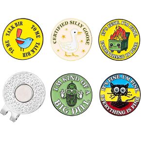 6 Pcs Golf Ball Marker and Magnetic Hat Clip Bulk Funny Golf Accessories Geese Flaming Trash Cans Markers Cool Sports Tool for Women Men Sports Player Lovers Gift in Saudi Arabia