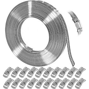 12pcs Hose Clamps Stronger Fasteners, 304 Stainless Steel Screw Worm Clamp Fasteners for DIY Adjustable Large Worm Gear Hose Clamp Kit, Used in Band Pipe Clamps Metal Strapping in Kuwait