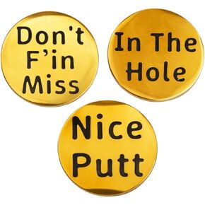 Golf Ball Marker for Men and Women 3Pcs Gold Novelty Golf Ball Markers with Funny Words, Unique Golf Gifts for Golfer Bag Putter Greens Driver Used Balls in Saudi Arabia