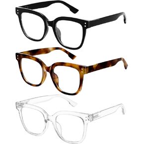 Oversized Blue Light Blocking Glasses for Women & Men - 3 Pack Fashion Computer Eyewear with Anti-Glare & UV400 Protection for Eye Strain Relief, Sleep Support & Daily Office Use in Saudi Arabia