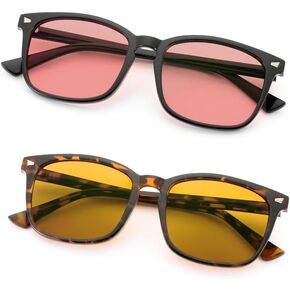 2 Pack Indoor FL-41 Pink & Outdoor Fluorescent-60 Brown Tinted Migraine Light Sensitivity Glasses for Photophobia, Fluorescent LED Glare and Computer, Two Pairs Blue Light Blocking Eyeglasses in Saudi Arabia