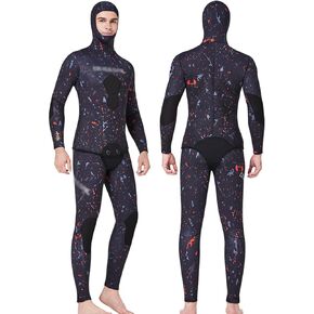 2-Pieces Spearfishing Wetsuits for Men, 3MM/5MM/7MM Neoprene Diving Suit Hooded for Snorkeling Swimming Freediving in Saudi Arabia