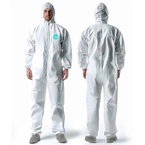 25 مجموعة من بدلات المواد الخطرة الفردية، بدلات طلاء شديدة التحمل لكامل الجسم للاستعمال مرة واحدة، أغطية مختبر مع غطاء للرأس in Kuwait