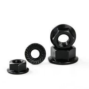 M10-1.5mm صواميل سداسية مسننة مضادة للفك من الفولاذ الكربوني بلمسة نهائية من أكسيد الأسود - 20 قطعة للمنزل والسيارات DIY in Kuwait