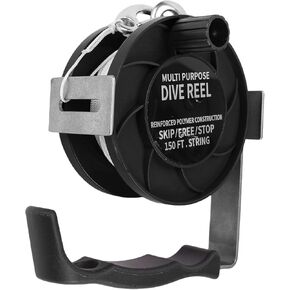 بكرة غوص كينسو، بكرة غوص من الفولاذ المقاوم للصدأ بخط أبيض بطول 150 قدم مع مقبض، مثالية للغوص واستكشاف الكهوف تحت الماء من بي سي دي (أسود) in Kuwait