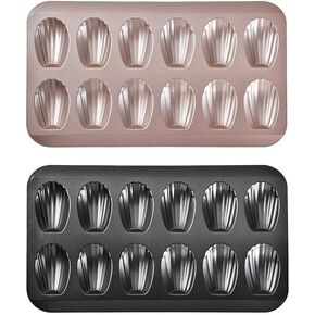 Cake and Cookie Shell Pan, 12-Cavity Stainless Steel Nonstick Bakeware for Cupcakes, for Muffins, Desserts, Oven for Microwave Freezer Dishwasher Safe, Gold in Kuwait
