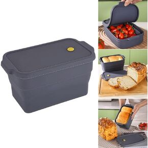 Silicone Loaf Pan with Lid,Non-Stick Foldable Baking Tray for Bread,Meatloaf,Pound Cake,Quiche,Pot Pie,Grey,22.5 x 12.5 x 12.5 cm in Kuwait