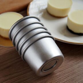 Mini Cake Pan with Removable Bottom,2 Inch Aluminum Alloy Baking Mold for Pudding DIY Dessert,Non-Adhesion Anti-Oxidation Bakeware,Easy to Clean,6/10/20 Pack in Kuwait