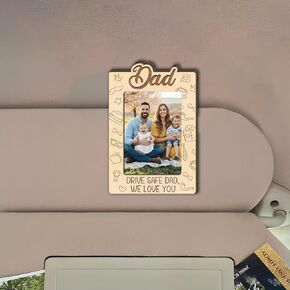 Personalized Best Grandpa Ever Picture Frame, Car Visor Picture Frames, Car Pictures Holder, Gift for Grandfather Cars Accessories, Father Day Gifts, Photo Wooden Frame, Drive Safe Papa Visor Clip in Kuwait