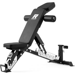 RitFit 3-Section Adjustable Weight Bench, 1600LBS Capacity Workout Bench for Home Gym, 21 Levels Incline Decline Bench Press with Thickened Padding, Foldable Exercise Equipment for Strength Training in Kuwait