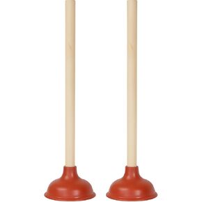 Bexter 19-Inch Toilet Plunger, Pack of 2 – Wooden Handle & Heavy-Duty Rubber Cup for Toilets, Sinks & Drains – Auburn in Kuwait