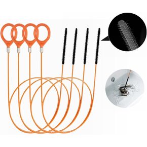 أداة إزالة انسداد شعر الأفعى بطول 35 بوصة، ثعبان سباكة فولاذي طويل مرن مضاد للكسر، لحوض الحمام، الدش، حوض الاستحمام، تصريف الأنابيب (4 عبوات) in Kuwait