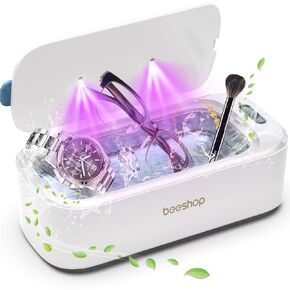 منظف ​​المجوهرات بالموجات فوق الصوتية - منظف حلقي 550 مل (19 أونصة) مع وظيفة ديغا، وضعان للوقت، آلة تنظيف المجوهرات 48 كيلو هرتز للنظارات وأطقم الأسنان والمثبات والقلائد والساعة (أبيض) in Kuwait