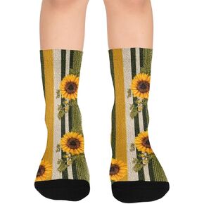 جوارب المشي لمسافات طويلة بطبعة زهور مخططة من Sunny - جوارب شتوية حرارية سميكة دافئة للأولاد والبنات الصغار للمدرسة، والارتداء اليومي والأنشطة الخارجية in Kuwait