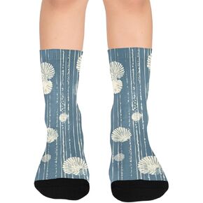 جوارب المشي لمسافات طويلة بطبعة صدفة نيلي - جوارب شتوية حرارية سميكة دافئة للأطفال الصغار للأولاد والبنات للمدرسة، والارتداء اليومي والأنشطة الخارجية in Kuwait