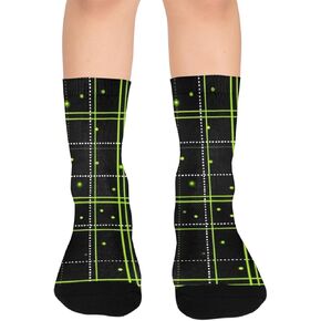 جوارب المشي لمسافات طويلة منقوشة باللون الأخضر النيون - جوارب شتوية حرارية سميكة دافئة للأولاد والبنات الصغار للمدرسة، والارتداء اليومي والأنشطة الخارجية in Kuwait