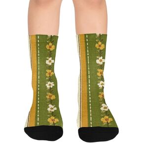 جوارب Sunny Stripe Flower Green للتنزه سيرًا على الأقدام - جوارب شتوية سميكة دافئة للأولاد والبنات الصغار للمدرسة، والارتداء اليومي والأنشطة الخارجية in Kuwait
