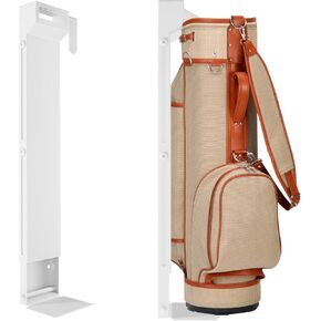 حامل حقيبة جولف مثبت على الحائط من الدرجة السياحية - رف تخزين حقيبة جولف مثبت على الحائط، تصميم أنيق ممتاز للمرآب/كهف الرجل (أبيض) in Kuwait