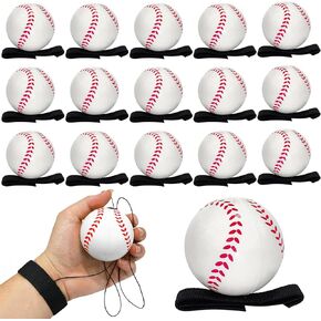 16 قطعة من كرة إرجاع المعصم مقاس 2.3 بوصة كرات البيسبول التفاعلية على سلك مرن لممارسة تمارين المعصم الرياضية وحفلات البيسبول والأنشطة الخارجية الممتعة in Kuwait