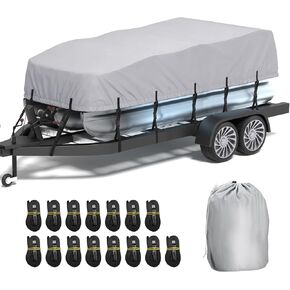 1200D Pontoon Boat Cover, Heavy Duty Marine Grade Waterproof Deck Boat Cover, 21-24 ft Boat Cover for Pontoon with 15 Windproof Straps, Gray in Saudi Arabia