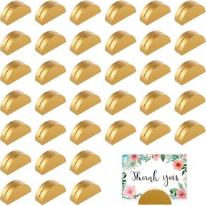 حوامل أرقام الطاولة، 36 قطعة من حاملات أرقام الطاولة، حاملات بطاقات المكان، تصميم نصف دائري خشبي ذهبي، حاملات بطاقات حديثة للمكاتب والمطاعم وحفلات الزفاف وحفلات أعياد الميلاد (ذهبي) in Kuwait