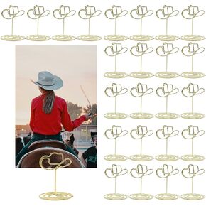 24pcs Cowboy Table Place Card Holder Small Cowgirl Table Number Holder Cowboy Hat Picture Holder for Western Party Decorations, Gold in Kuwait