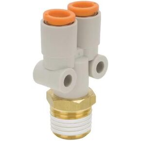 Y Branch, 1/4 in., Tube x Male BSPT, Mfr: KQ2U07-02AS-A in Saudi Arabia