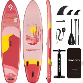 Starcity 11'x34*6" Blow Up Paddle Board, Inflatable Paddle Board, Spacious and Stable, Anti Slip and Easy to Operate, Large Size Suitable for Single Person/Family/Pet Use in Kuwait