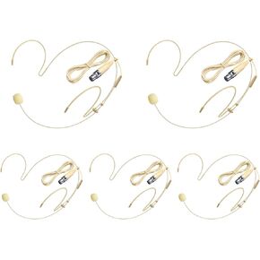 5 Pack Headset/Headworn Microphone Double Over Ear Earset Micophone for Singing Hands-Free Head Hanging Condenser Omnidirectional Mic for Shure,4 Pin Mini XLR,1.5M Cable,Windscreen in Saudi Arabia