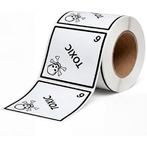 500 PCS Hazard Class 6 Toxic Labels - 4 x 4 Inch Square Poison Adhesive Labels for Industrial, Laboratory, Transportation in Kuwait