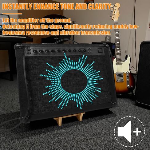 Guitar Amp Stand for Enhanced Tone & Monitoring, 12 inch Wood Portable Stage Floor Monitor Holder for Electric Guitar Bass Amps, Reduces Resonance & Improves Sound Projection in Kuwait