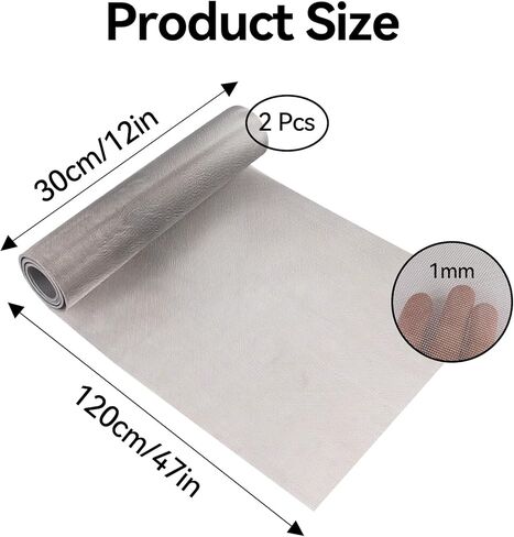 Klmnop 2 حزمة 304 شاشة شبكية متينة من الفولاذ المقاوم للصدأ، 11.8 بوصة × 47.2 بوصة (30 × 120 سم) سلك منسوج 30 شبكة تهوية تهوية لا تصدأ أبدًا، شاشة سلكية صلبة ومقاومة للحرارة للتهوية والقفص والحديقة (رمادي) in Kuwait