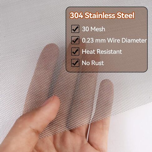 Klmnop 2 حزمة 304 شاشة شبكية متينة من الفولاذ المقاوم للصدأ، 11.8 بوصة × 47.2 بوصة (30 × 120 سم) سلك منسوج 30 شبكة تهوية تهوية لا تصدأ أبدًا، شاشة سلكية صلبة ومقاومة للحرارة للتهوية والقفص والحديقة (رمادي) in Kuwait