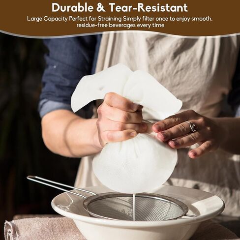 6 قطع من قماش الجبن من الدرجة 100 للتصفية، قماش موسلين قطني قابل لإعادة الاستخدام مقاس 20 × 20 بوصة، حواف مُطوقة، مرشح درجة الطعام للطهي، حليب الجوز، الزبادي اليوناني والديك الرومي in Kuwait