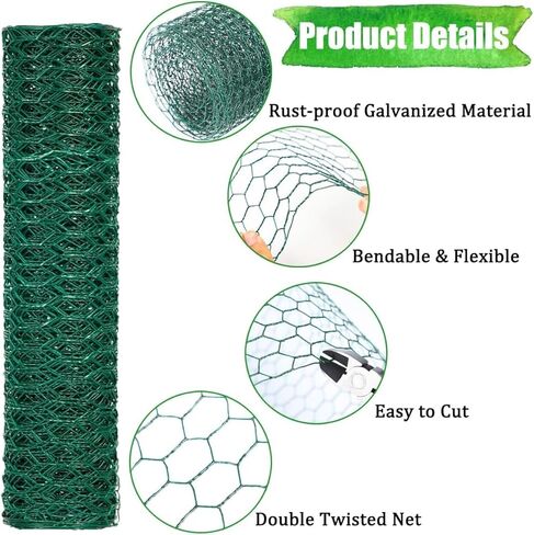 لفة شبكة سلكية للدجاج، شبكة حديقة سداسية مقاس 40 سم × 5 م لسياج الدواجن، حظائر الحيوانات، شبكة شبكية لتربية الدواجن، حماية المحاصيل والمشاريع اليدوية اليدوية in Kuwait