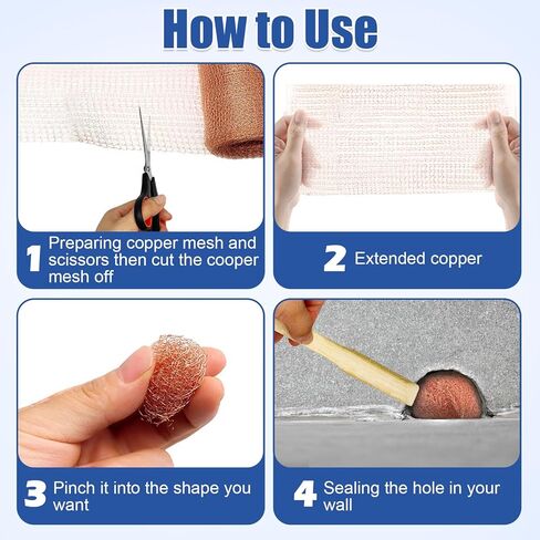 شبكة نحاسية نقية - 5 بوصة × 100 قدم، طبقة مزدوجة من النحاس النقي مع مجرفة خشبية ومقص للتقطير وحشو الفتحات والمشروعات اليدوية، مثالية للتزيين والسياج ومكافحة الآفات in Kuwait