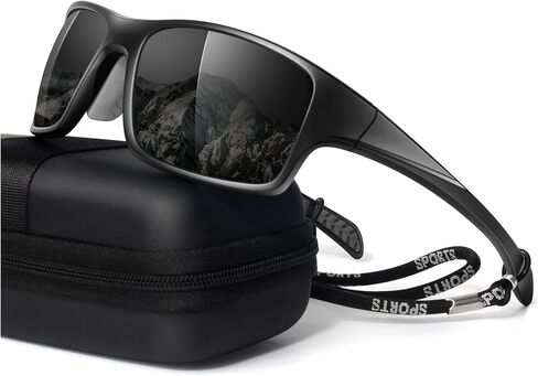 LINVO Polarized Sports Sunglasses for Men,Thick Square Wrap Around 100% UV400 Protection Sun Glasses for Driving Fishing in Kuwait