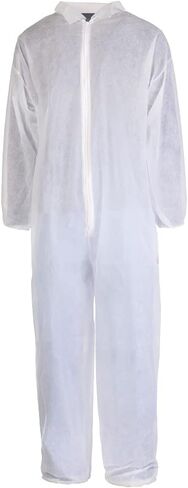 TRONEX Multilayer Nonwoven Disposable Coveralls with Open Ankles & Elastic Cuffs, White Disposable Jumpsuits in Kuwait