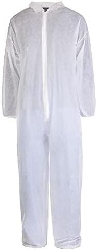 TRONEX Multilayer Nonwoven Disposable Coveralls with Open Ankles & Elastic Cuffs, White Disposable Jumpsuits in Saudi Arabia