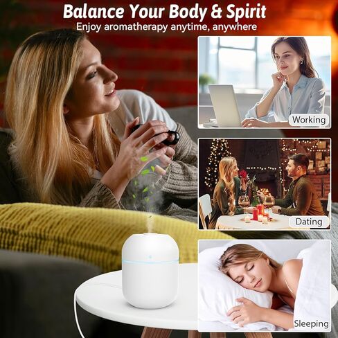 موزع روائح الزيوت العطرية صغير الحجم 220 مل للمكتب، أجهزة ترطيب صغيرة لغرفة النوم وموزعات الروائح العلاجية للمنزل مع إضاءة ليلية وإيقاف تلقائي in Kuwait